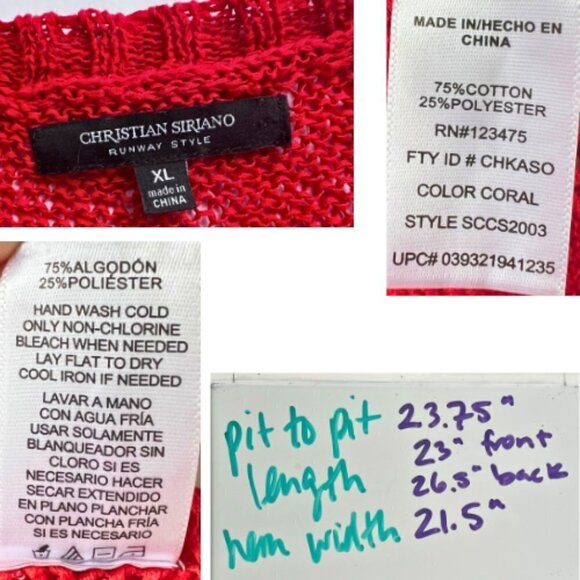 CHRISTIAN SIRIANO RUNWAY Open Knit High Low Red Sweater Size XL - Picture 10 of 15